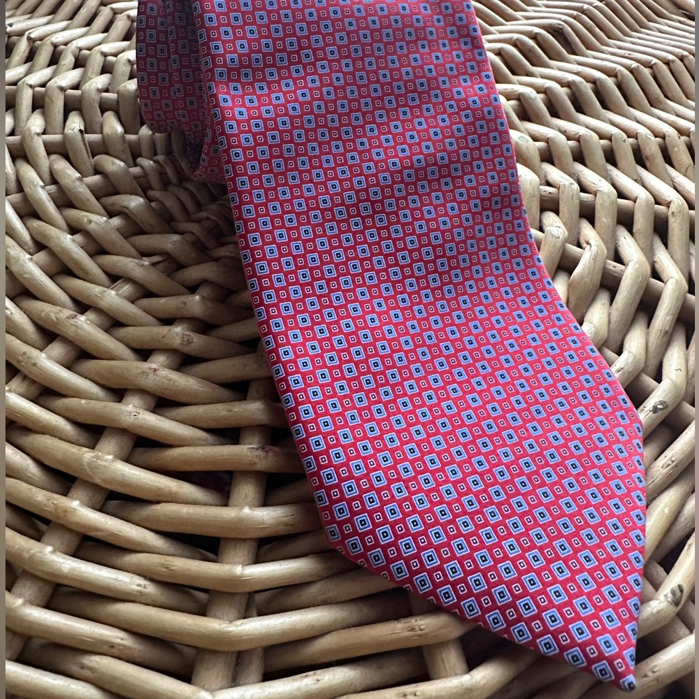 Ermenegildo Zegna Red and Blue Silk Tie
